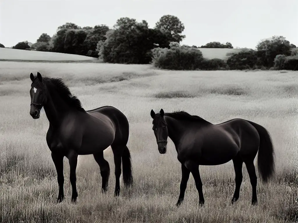 A majestic Ardennais horse standing in a field, depicting strength and resilience