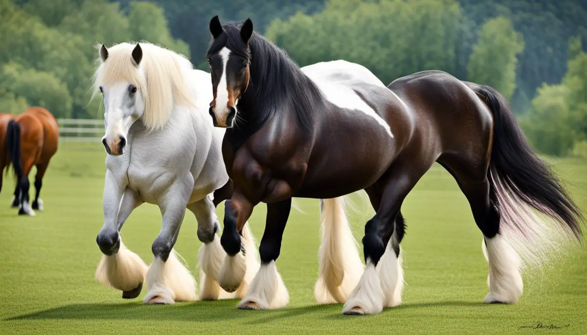 A comparison between the dietary requirements of a Shire Horse and a Draft Horse, discussing the differences and considerations for their upkeep.