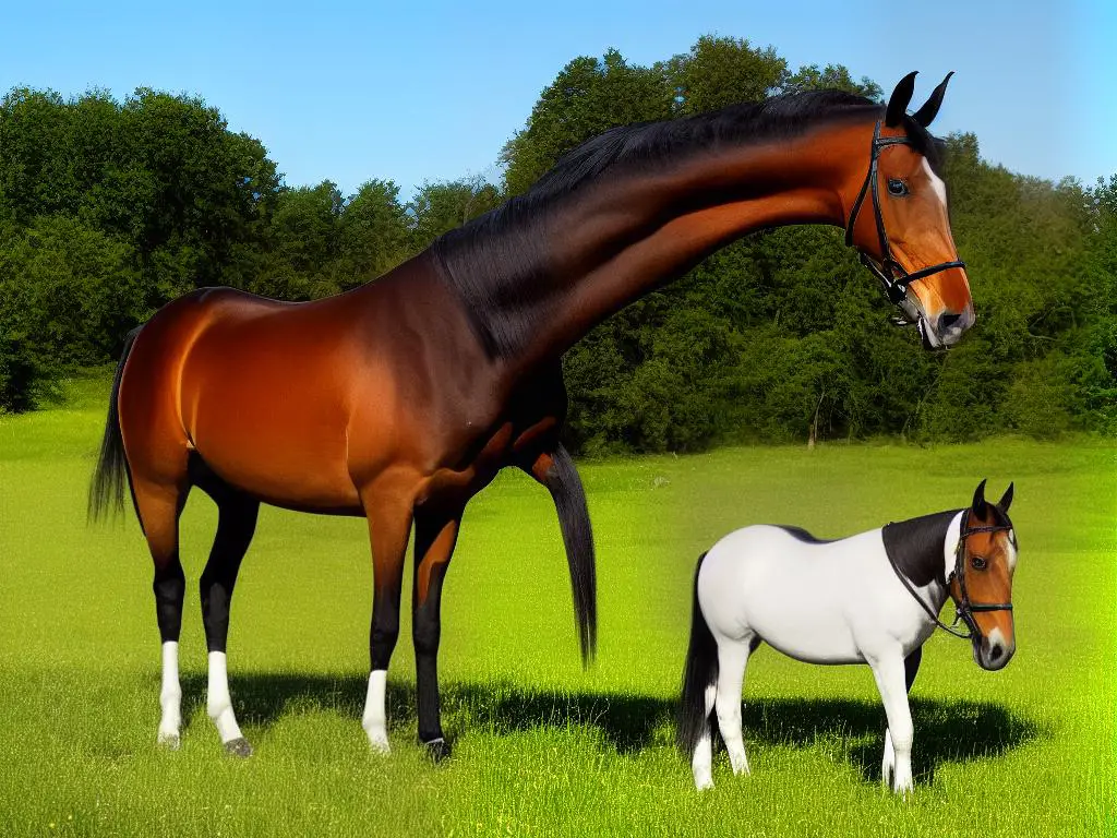 A beautiful German Warmblood horse in a field