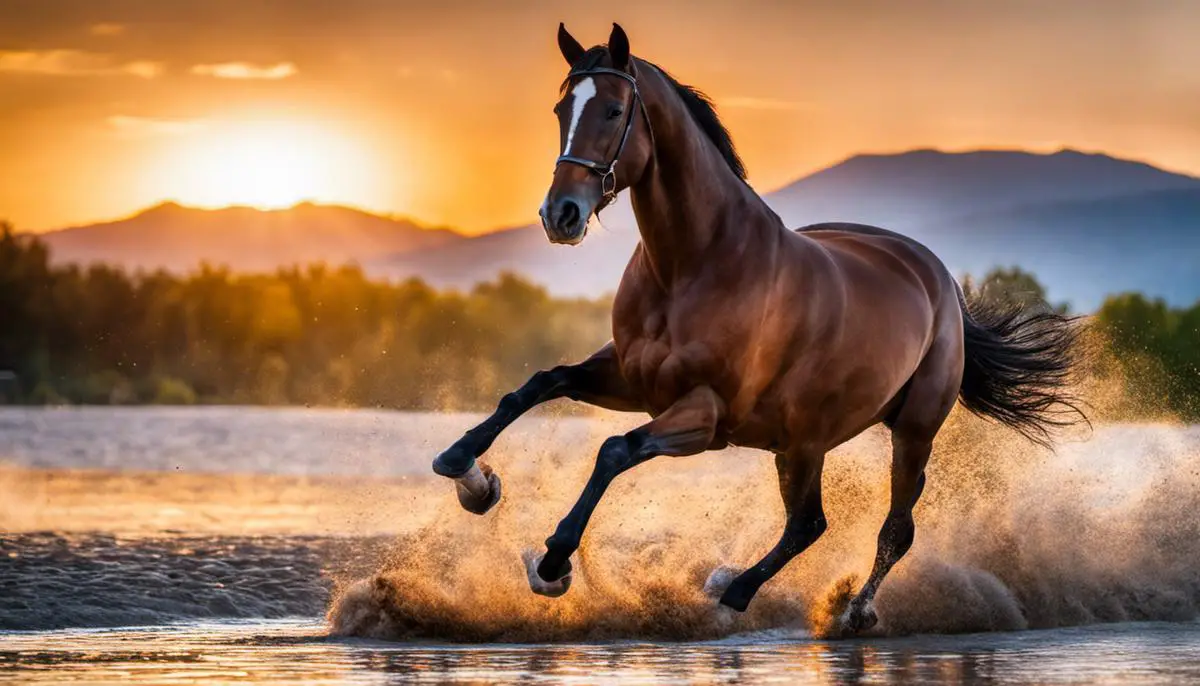 A majestic Mecklenburger Horse, known for its strength, athleticism, and versatility in various equestrian disciplines.
