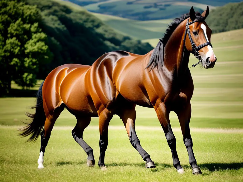 A photo of a Merens Horse galloping in a grassy field.