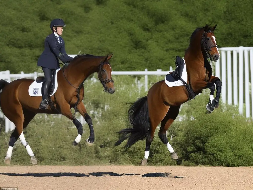 Saddlebred horse in mid-air, captured during a competition