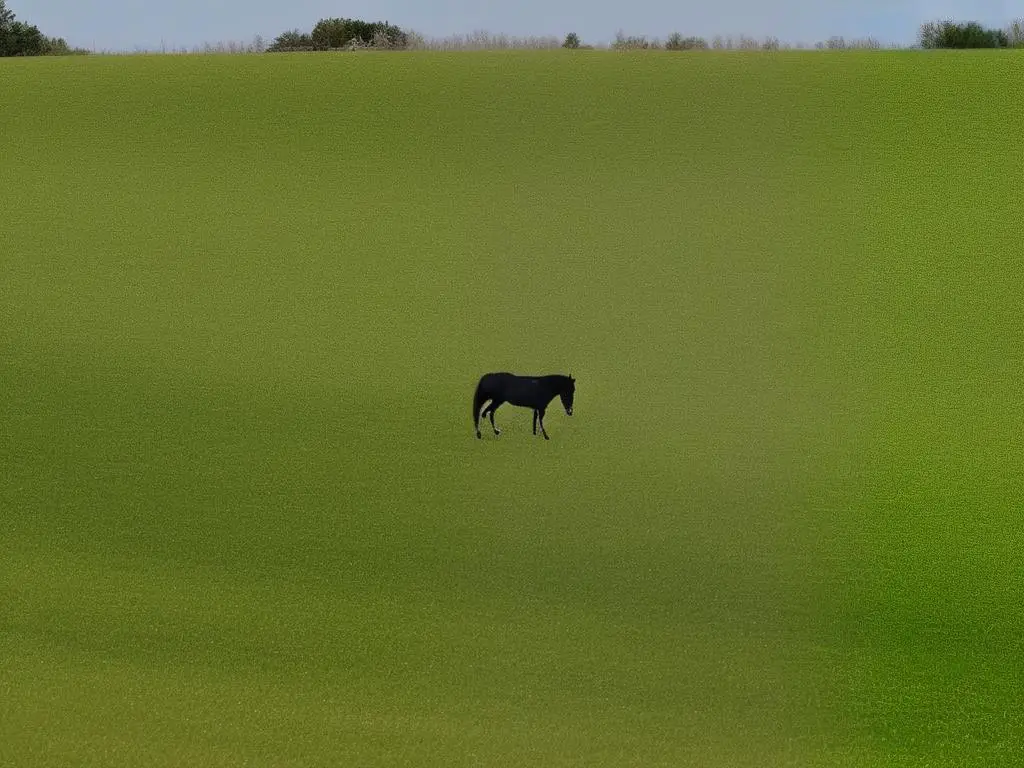 A black Saddlebred horse running in a large green field.