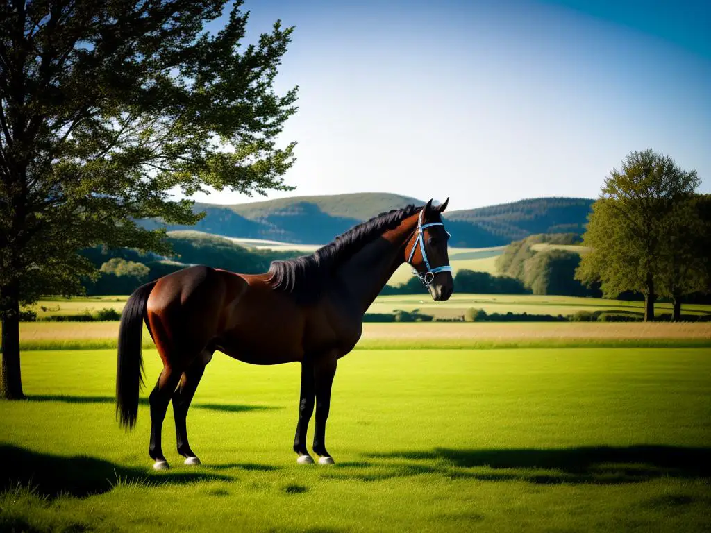 A beautiful Trait du Nord Horse standing proudly in a field