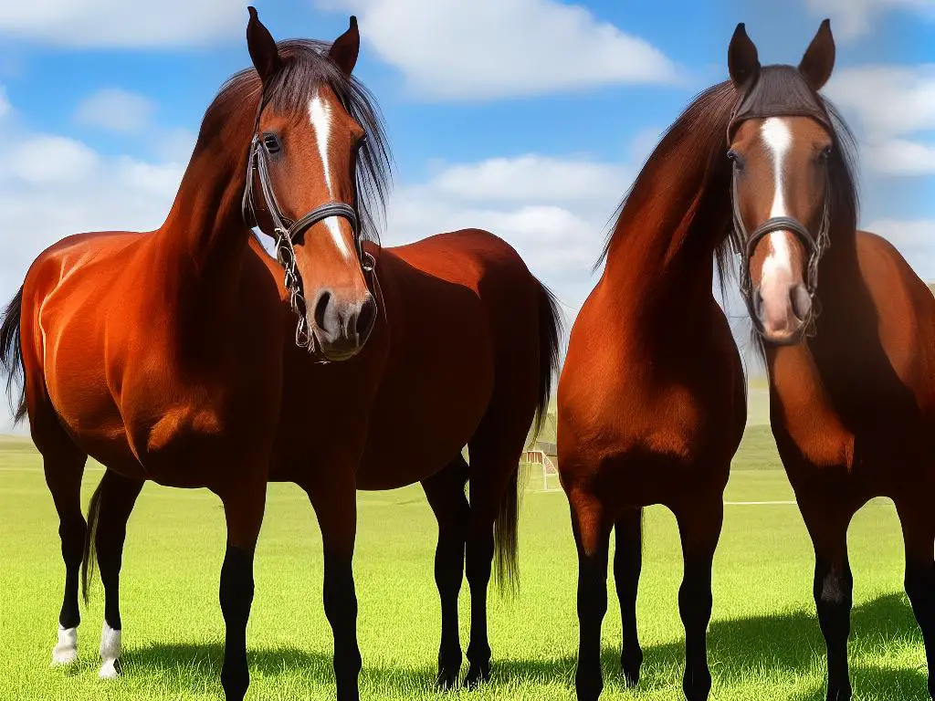 A picture of a brown American Saddlebred horse standing in a stable with its mane braided.