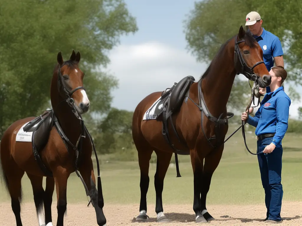 A young American Saddlebred horse being trained to respond to voice commands through groundwork training.