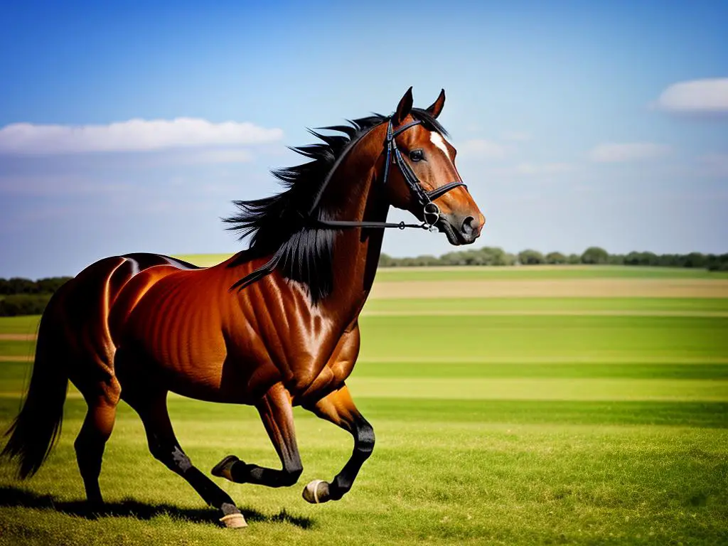 Anglo-Arabian horse galloping in a field