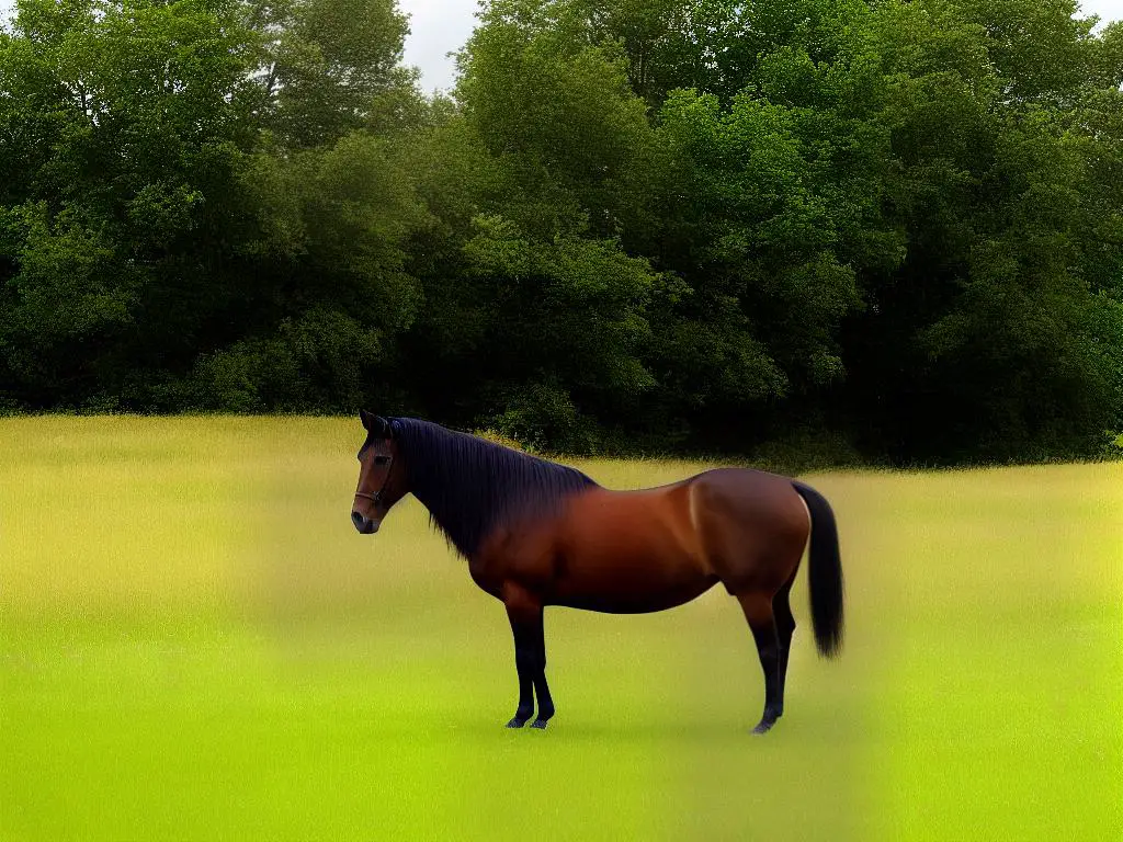 A majestic Auvergne horse standing in a grassy field