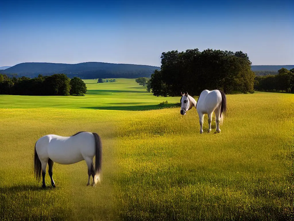 A beautiful Breton Draft Horse standing in a field