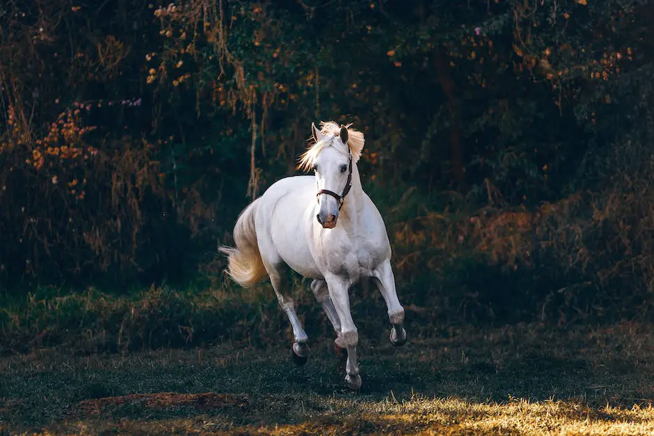 A majestic Camargue horse galloping through marshlands, displaying strength and beauty.