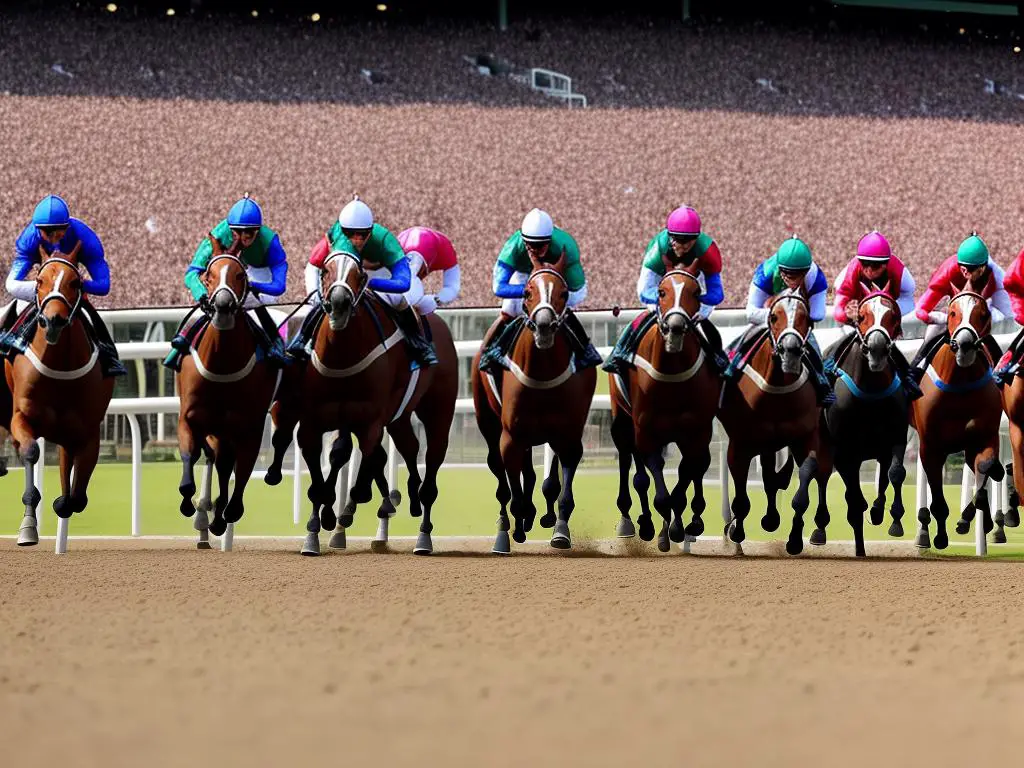An image depicting the economic impact of horse racing, showcasing the vibrant connection between equine events and the economy.