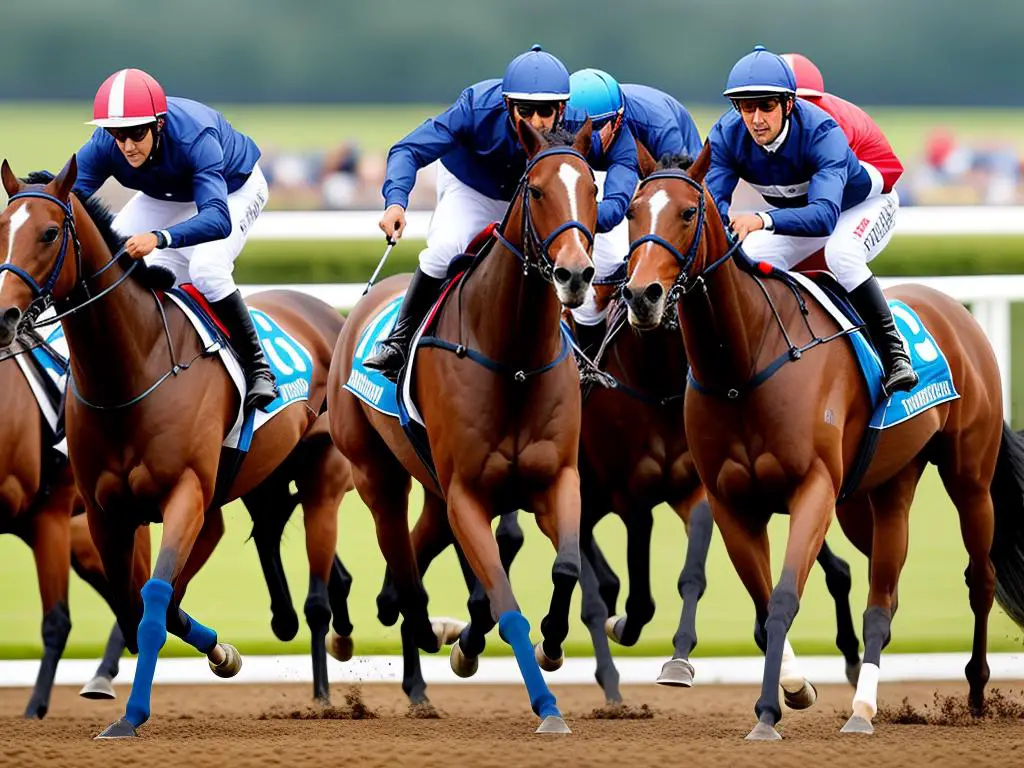 A beautiful image showcasing the excitement and elegance of elite French horse races.