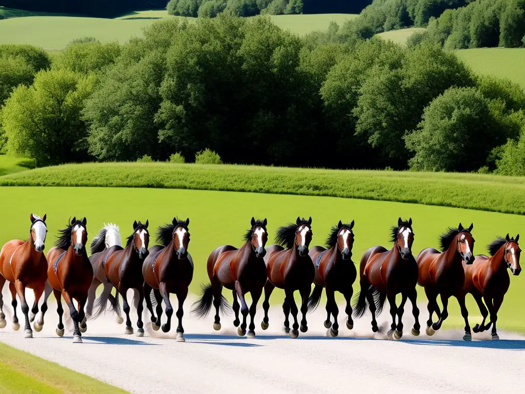A scenic image of horses running freely in the French countryside.