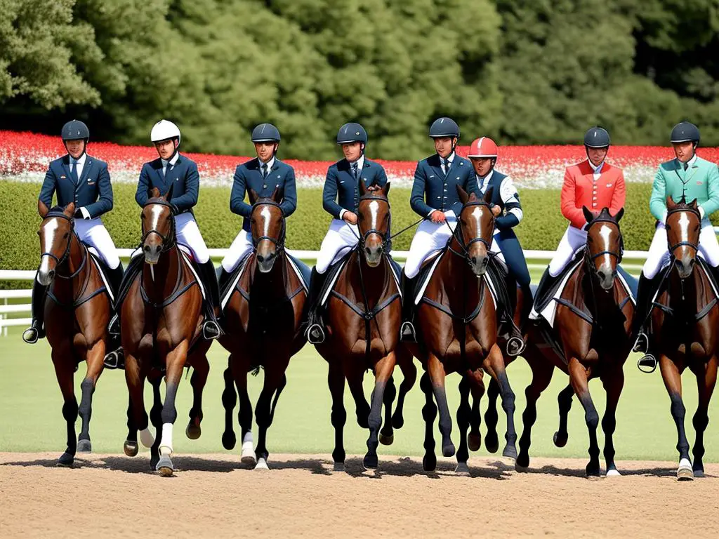 Image of a horse race with French riders, depicting the historical connection between France and equestrian sports