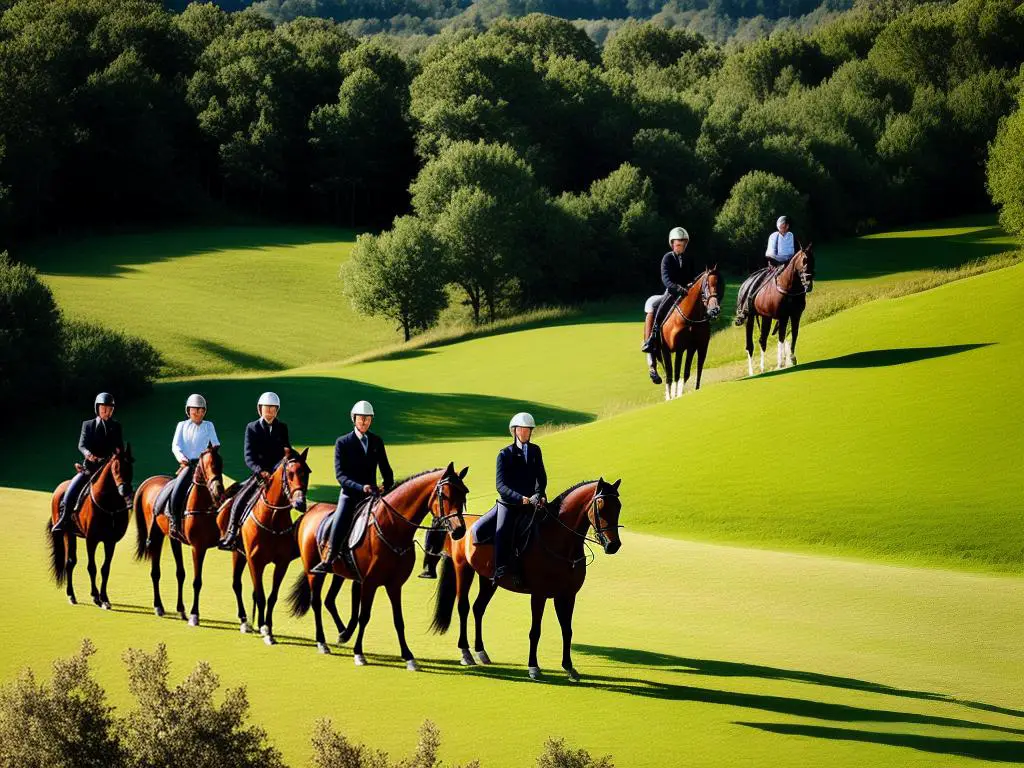 Image of riders on horseback exploring different equestrian regions in France