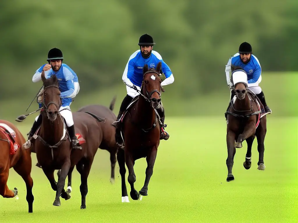 A beautiful photograph of two French Trotters running in a field.