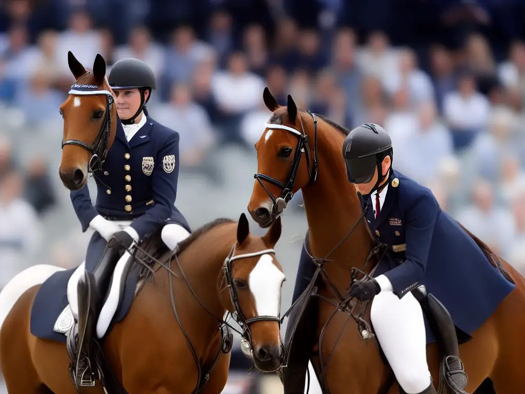 A German Riding Pony with a shiny, full, and beautiful coat in a horse show competition