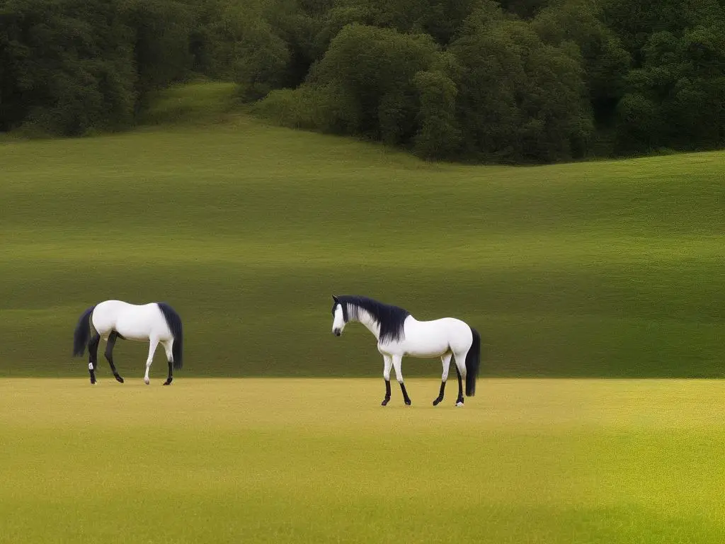 German Warmblood horse grazing in a field