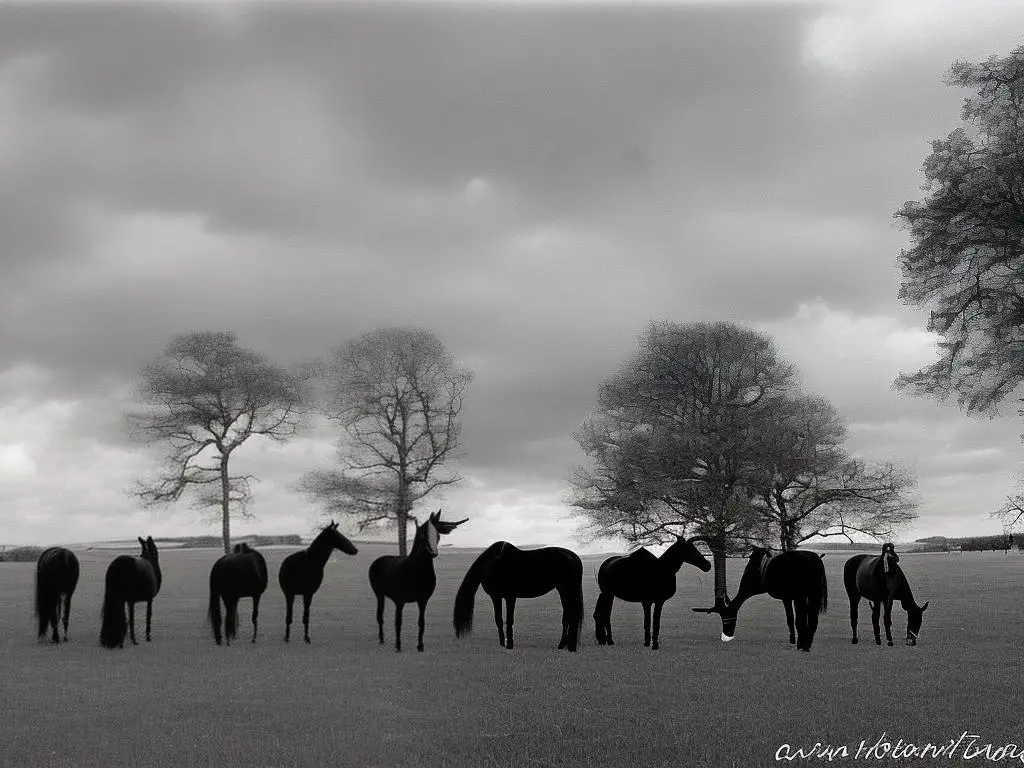 A photo of three German Warmbloods, one Hanoverian, one Holsteiner, and one Oldenburg, standing in a field together.