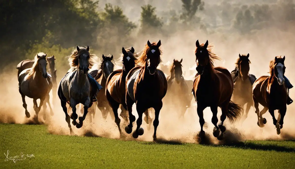 An image of Hungarian horses throughout history, showcasing their strength and beauty.