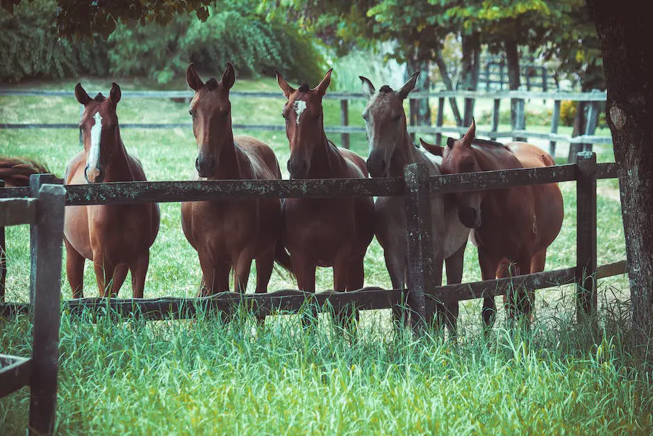 A group of Saddlebred horses walking with their handlers in a green field.