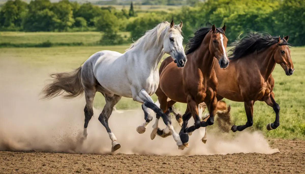 Hungarian horse breeds in a field, showcasing their endurance, speed, and agility