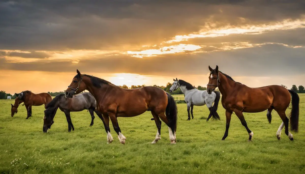 Image of Hungarian horses in a field, symbolizing the rich tradition and potential of Hungarian horse breeding.