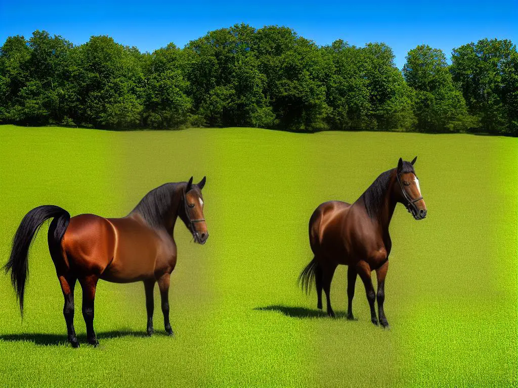 A beautiful Kentucky Saddler horse standing in a field