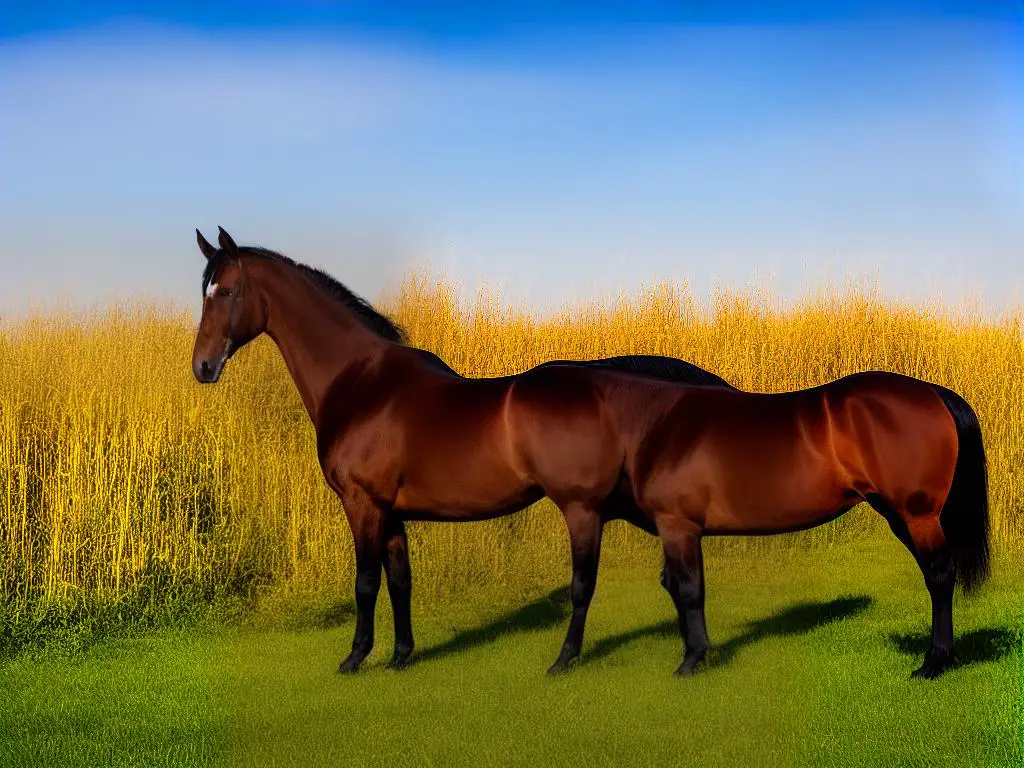 A beautiful Kentucky Saddler horse in a field.