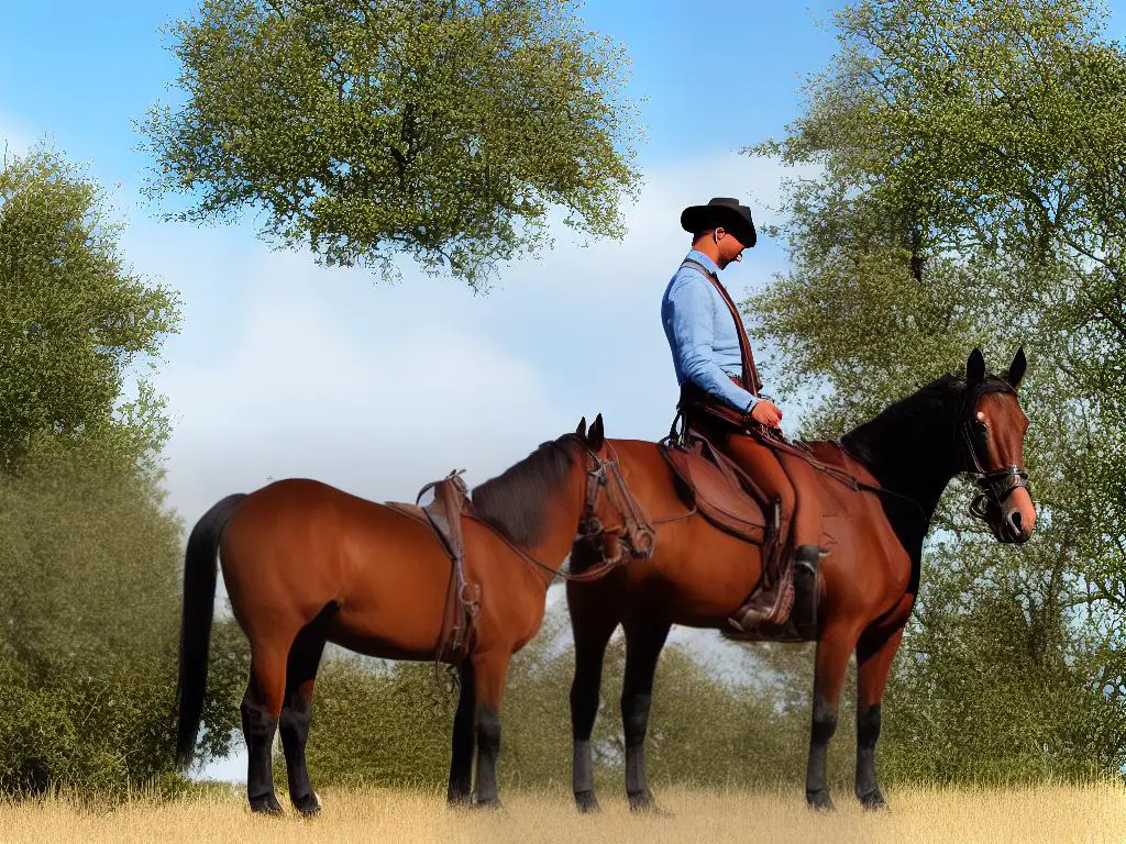 A shiny brown Kentucky Saddler horse standing tall with its head held high.