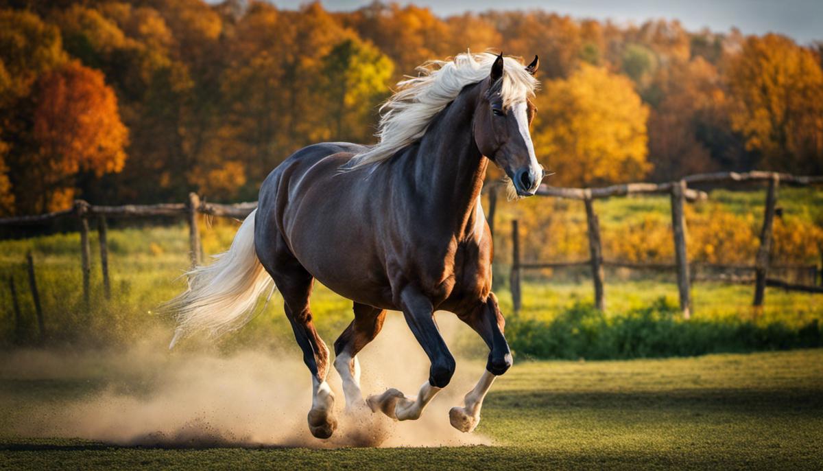 A majestic Kisber Felver horse displaying its strength and elegance.