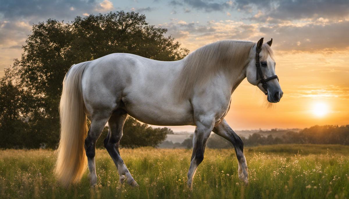 A majestic Kisber Felver horse standing gracefully in a field.