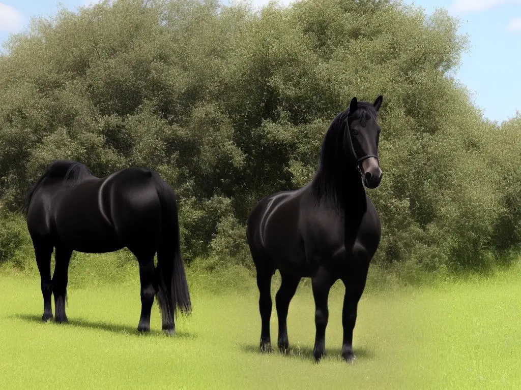 A majestic Percheron horse standing in a field