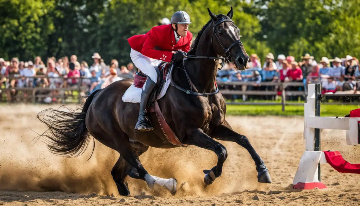 A visually impaired person experiencing the energy and grace of the Puszta Five Horse Show.