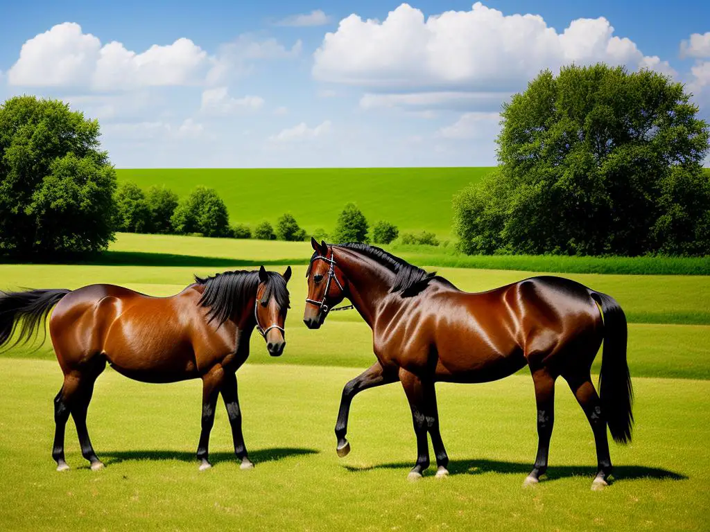 Illustration of horses in a field, representing the regulations surrounding horse breeding in France.