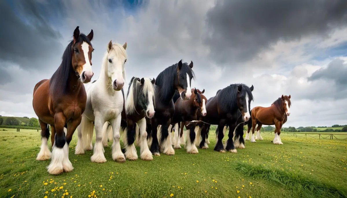 An image of Shire horses in a field.