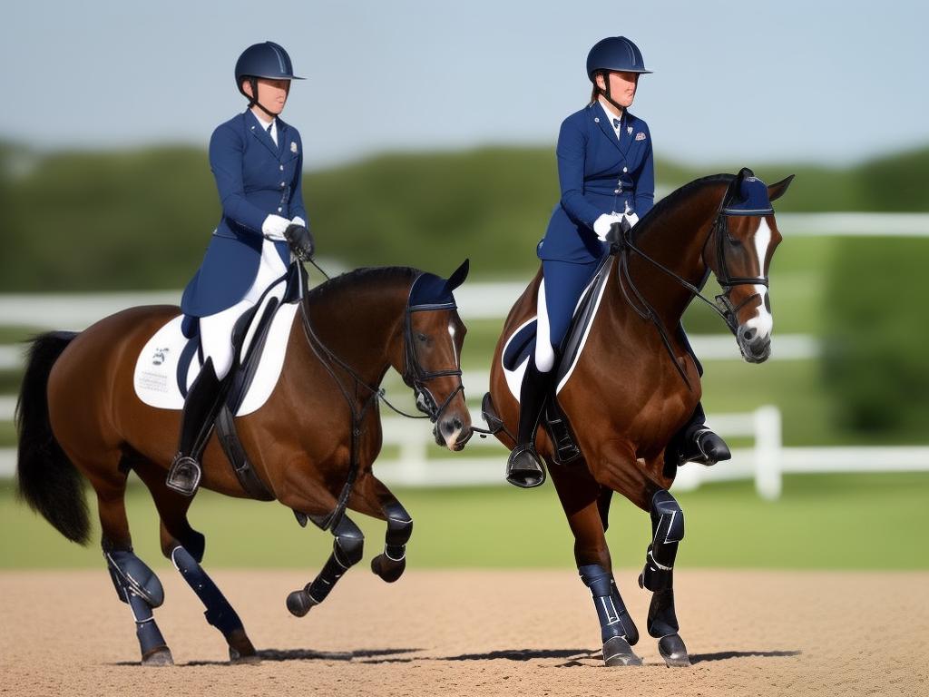 A beautiful warmblood horse competing in a dressage competition.