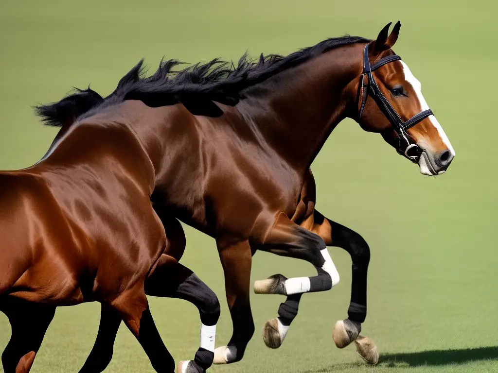 A majestic warmblood horse in profile, showing off its agility, strength, and grace.